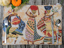 Load image into Gallery viewer, DaDa Bedding Set of 4-Pieces Dancing Women African Kwanzaa Tapestry Dining Table Placemats 13” x 19” (18117)