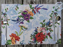 Load image into Gallery viewer, DaDa Bedding Set of 4-Pieces Tropical Sky Blue Birds Floral Tapestry Dining Table Placemats 13” x 19” (18116)