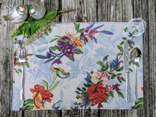 Load image into Gallery viewer, DaDa Bedding Set of 4-Pieces Tropical Sky Blue Birds Floral Tapestry Dining Table Placemats 13” x 19” (18116)
