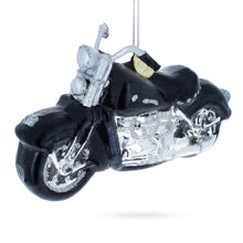 Load image into Gallery viewer, Black &amp; White Motorcycle Glass Christmas Ornament