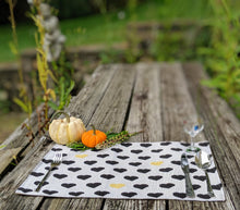 Load image into Gallery viewer, DaDa Bedding Set of 4-Pieces Lovely Yellow &amp; Black Hearts Tapestry Dining Table Placemats 13” x 19” (18113)