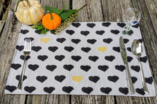 Load image into Gallery viewer, DaDa Bedding Set of 4-Pieces Lovely Yellow &amp; Black Hearts Tapestry Dining Table Placemats 13” x 19” (18113)