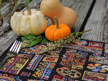 Load image into Gallery viewer, DaDa Bedding Set of 8 Pieces Ethnic Ornaments Table Woven Black Tapestry - 4 Placemats, 2 Table Runners, 2 Throw Pillow Covers (18118)