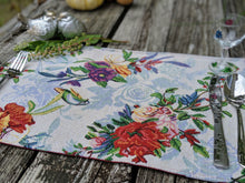 Load image into Gallery viewer, DaDa Bedding Set of 4-Pieces Tropical Sky Blue Birds Floral Tapestry Dining Table Placemats 13” x 19” (18116)