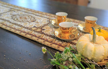 Load image into Gallery viewer, DaDa Bedding Golden Persian Style Rug Floral Brown Elegant Woven Tapestry Dining Table Runner (18119)