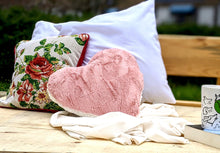 Load image into Gallery viewer, Tache Faux Fur Pink White Heart Shape Throw Pillow (#7)