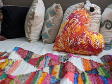 Load image into Gallery viewer, DaDa Bedding Hand-Made Sewn Marble Painted Heart Shaped Reversible Colorful Throw Pillow - 16” x 14”