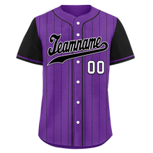 Load image into Gallery viewer, Custom Purple Black Stripe Fashion Personalized Authentic Baseball Jersey BSBJ01-D017255