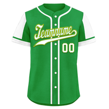 Load image into Gallery viewer, Custom Green White Raglan Sleeves Personalized Authentic Baseball Jersey BSBJ01-D017192