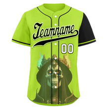 Load image into Gallery viewer, Custom Green Black Skull Fashion Personalized Authentic Baseball Jersey BSBJ01-D017153