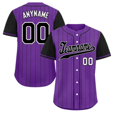 Load image into Gallery viewer, Custom Purple Black Stripe Fashion Personalized Authentic Baseball Jersey BSBJ01-D017255