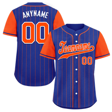 Load image into Gallery viewer, Custom Blue Orange Stripe Fashion Personalized Authentic Baseball Jersey BSBJ01-D017250