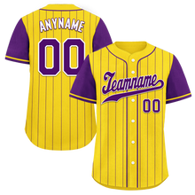 Load image into Gallery viewer, Custom Gold Purple Stripe Fashion Personalized Authentic Baseball Jersey BSBJ01-D017219