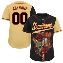 Load image into Gallery viewer, Custom Black Yellow Skull Fashion Personalized Authentic Baseball Jersey BSBJ01-D017142