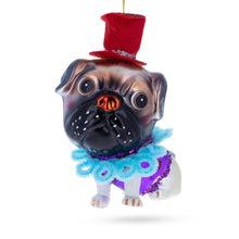 Load image into Gallery viewer, Pug in a Festive Red Hat Glass Christmas Ornament