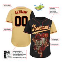 Load image into Gallery viewer, Custom Black Yellow Skull Fashion Personalized Authentic Baseball Jersey BSBJ01-D017142