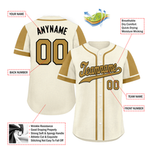 Load image into Gallery viewer, Custom Beige Raglan Sleeves Personalized Authentic Baseball Jersey BSBJ01-D017201