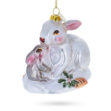 Load image into Gallery viewer, Mother and Baby Bunnies Glass Christmas Ornament