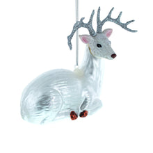 Load image into Gallery viewer, White Deer Glass Christmas Ornament