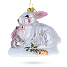 Load image into Gallery viewer, Mother and Baby Bunnies Glass Christmas Ornament