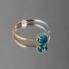 Load image into Gallery viewer, 18K Two-Tone Gold Black Opal Diamond Wedding Band Engagement Ring
