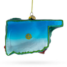 Load image into Gallery viewer, State of Oklahoma Symbols, USA Glass Christmas Ornament