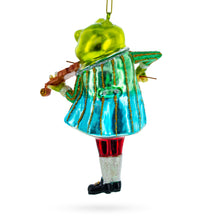 Load image into Gallery viewer, Frog Playing Violin Glass Christmas Ornament