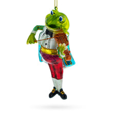 Load image into Gallery viewer, Frog Playing Violin Glass Christmas Ornament