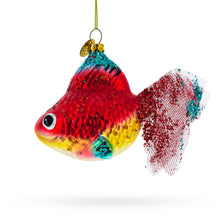 Load image into Gallery viewer, Glittered Goldfish Glass Christmas Ornament