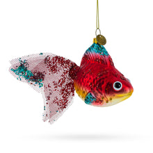 Load image into Gallery viewer, Glittered Goldfish Glass Christmas Ornament