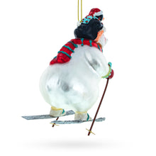 Load image into Gallery viewer, Bear and Penguin Skiing Glass Christmas Ornament