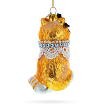 Load image into Gallery viewer, Chic Cat with Pendant Glass Christmas Ornament