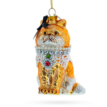 Load image into Gallery viewer, Chic Cat with Pendant Glass Christmas Ornament