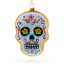 Load image into Gallery viewer, Adorned Skull Glass Christmas Ornament