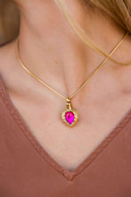 Load image into Gallery viewer, Golden Angel Wings Heart Cremation Urn Necklace With Gemstone