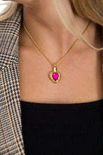 Load image into Gallery viewer, Golden Angel Wings Heart Cremation Urn Necklace With Gemstone