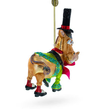 Load image into Gallery viewer, Donkey in Whimsical Costume Glass Christmas Ornament