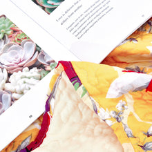 Load image into Gallery viewer, DaDa Bedding Yellow Floral Quilted Throw Blanket - Hummingbirds Farmhouse Red Flowers for Couch, Sofa or Bed- Scalloped Edges - 50 x 60