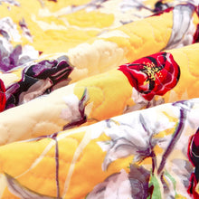 Load image into Gallery viewer, DaDa Bedding Yellow Floral Quilted Throw Blanket - Hummingbirds Farmhouse Red Flowers for Couch, Sofa or Bed- Scalloped Edges - 50 x 60