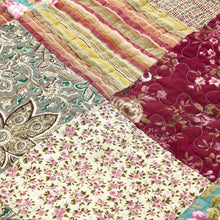 Load image into Gallery viewer, Tache Fairy Tale Tea Party Beige Burgundy Paisley Floral Cotton Patchwork Quilted Throw Blanket (DXJ103443)
