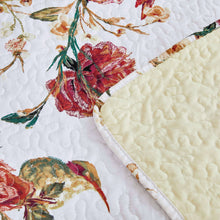 Load image into Gallery viewer, Tache Vintage Rose Garden Hummingbirds Burgundy White Reversible Floral Quilt Set (SD-7676)