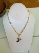 Load image into Gallery viewer, Moon and Gem Charm Necklace