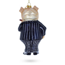 Load image into Gallery viewer, Dapper Bulldog in Suit with Cigar Glass Christmas Ornament