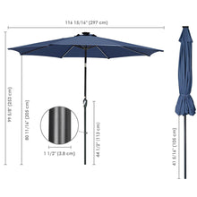Load image into Gallery viewer, Yescom Solar Umbrella w/ Lights Tilt Market Umbrella 10ft 8-Rib