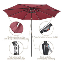 Load image into Gallery viewer, Yescom Solar Patio Umbrella w/ Lights Tilt Parasol Umbrella 9 ft 8-Rib
