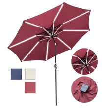 Load image into Gallery viewer, Yescom Solar Patio Umbrella w/ Lights Tilt Parasol Umbrella 9 ft 8-Rib