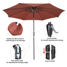 Load image into Gallery viewer, Yescom Tilt Outdoor Umbrella with Lights Solar Pool Umbrella 10 ft 8-Rib