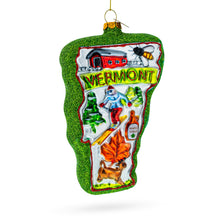 Load image into Gallery viewer, State of Vermont Symbols, USA Glass Christmas Ornament