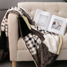 Load image into Gallery viewer, Tache Buttermilk Fall Yellow Brown Farmhouse Super Soft Plaid Patchwork Throw Blanket (4026)