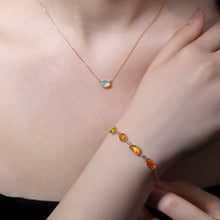 Load image into Gallery viewer, Free Shape Mexican Fire Opal Diamond Bracelet in 18K Yellow Gold